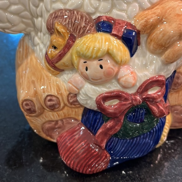 Christmas Teddy Bear Teapot W/tree & Gifts Holiday Ceramic Hand - Picture 8 of 13